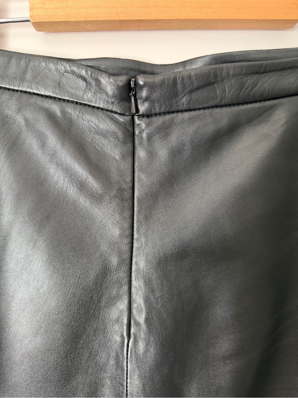 Oui Black Studded Leather A-Line Midi Skirt Size 10 - Picture 5 of 14
